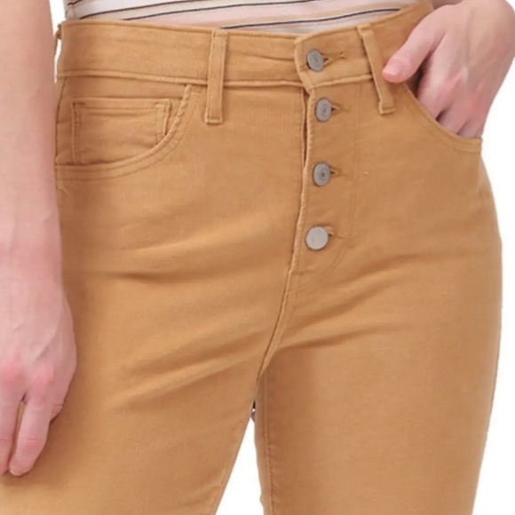 LEVI’S 721 HIGH RISE SKINNY BUTTON FLY CAMEL TAN CORDUROY JEANS SIZE 27x28 - Picture 12 of 16